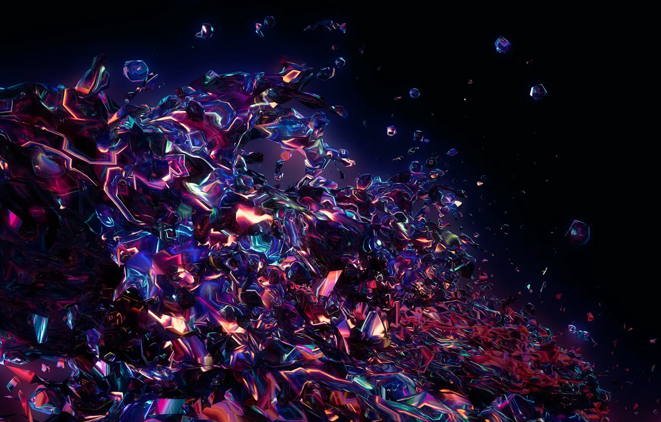 Фото обои вода, капли, осколки, пар, Абстракция, Abstract, steam, испарения