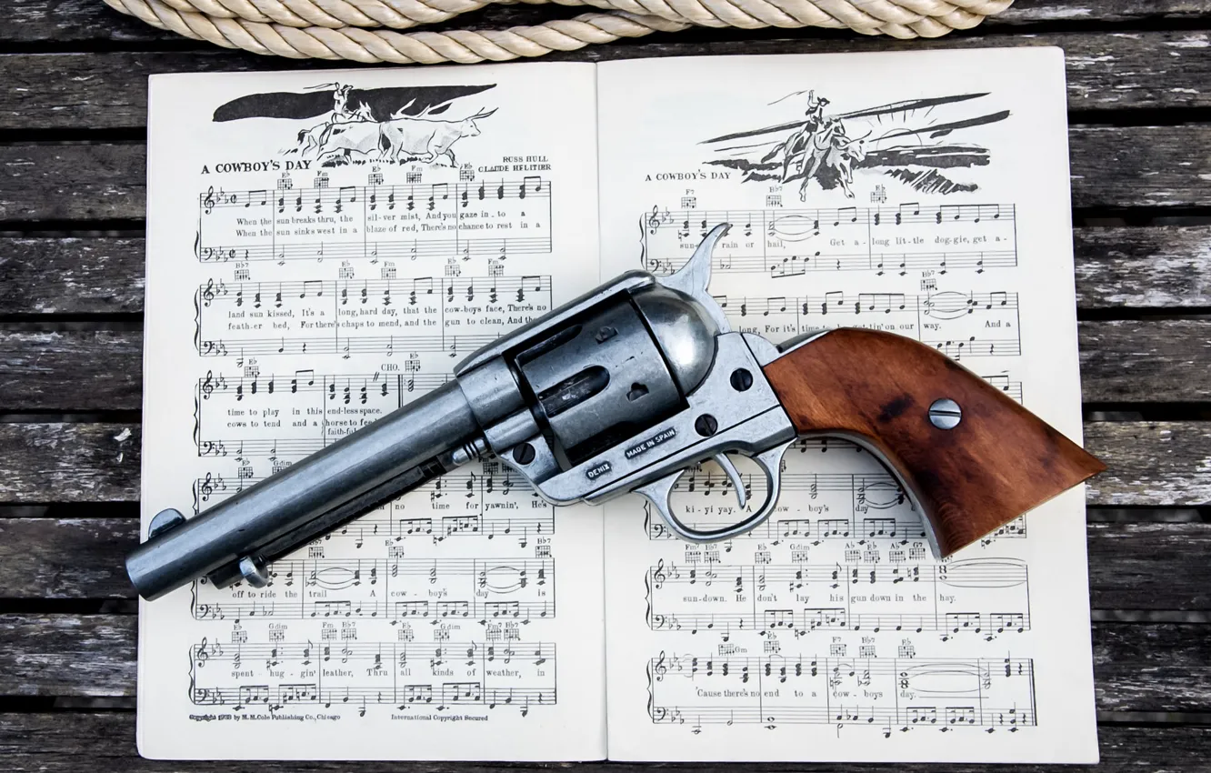 Фото обои Revolver, Songbook, Cowboy's Day, Colt 45