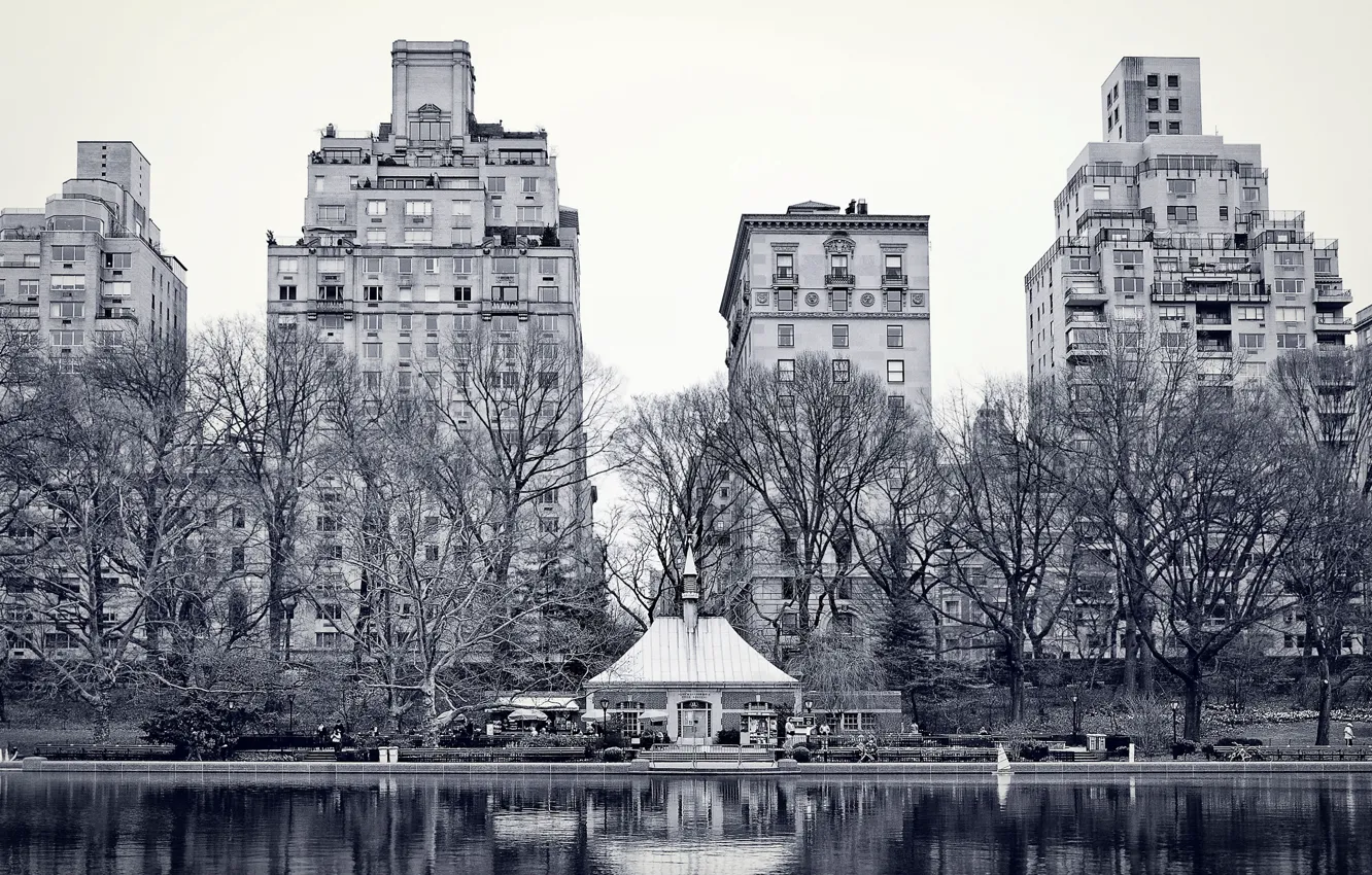Фото обои деревья, город, озеро, обои, здания, Нью-Йорк, New York, wallpapers