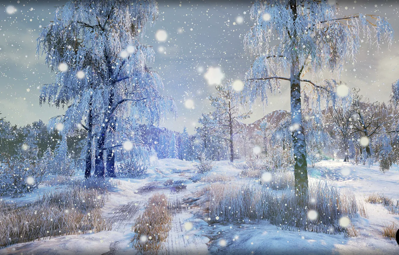 Фото обои зима, природа, арт, Winter Nature [UE4], SilverTM .