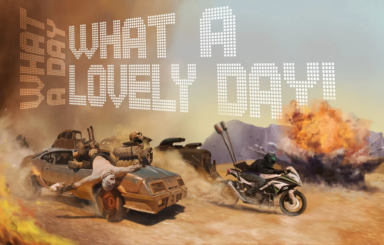 Фото обои взрыв, транспорт, мотоцикл, автомобиль, What a Lovely Day