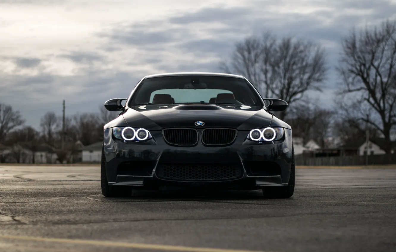 Фото обои black, e92, m3, daytime running lights