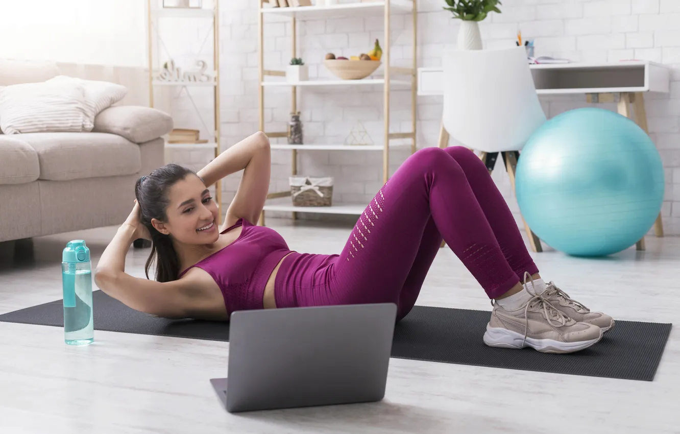 Фото обои gym, leggings, buttock, woman fitness, activewear, woman exercises, woman streching, woman workout