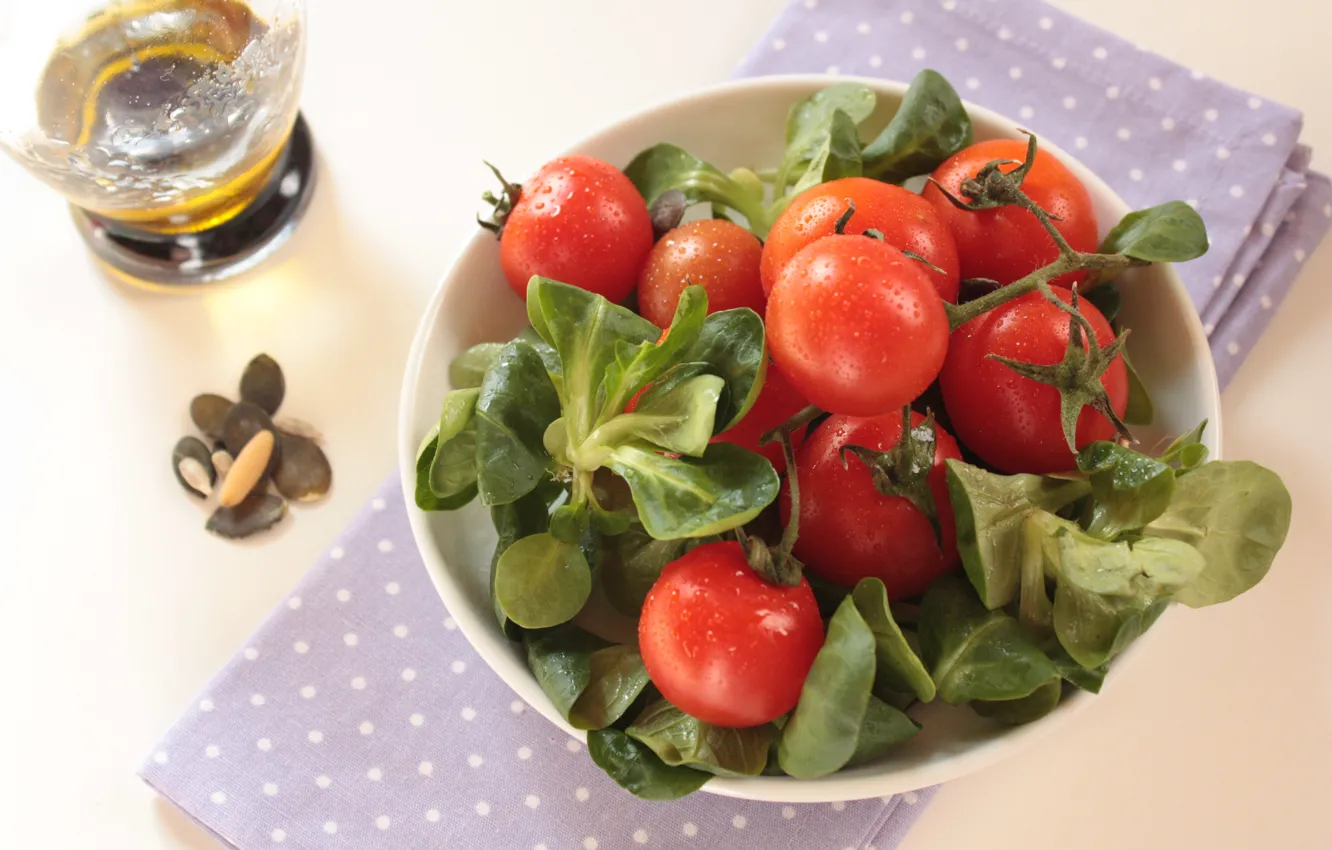 Фото обои Помидоры, Salad, Салат, Tomatoes