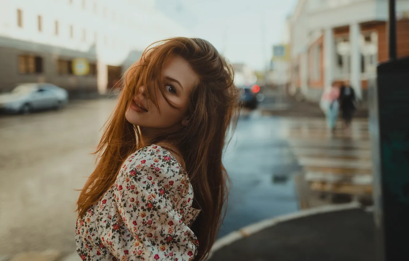 Фото обои взгляд, девушка, модель, платье, рыжая, рыжеволосая, Antonio Avanzato, ANNY