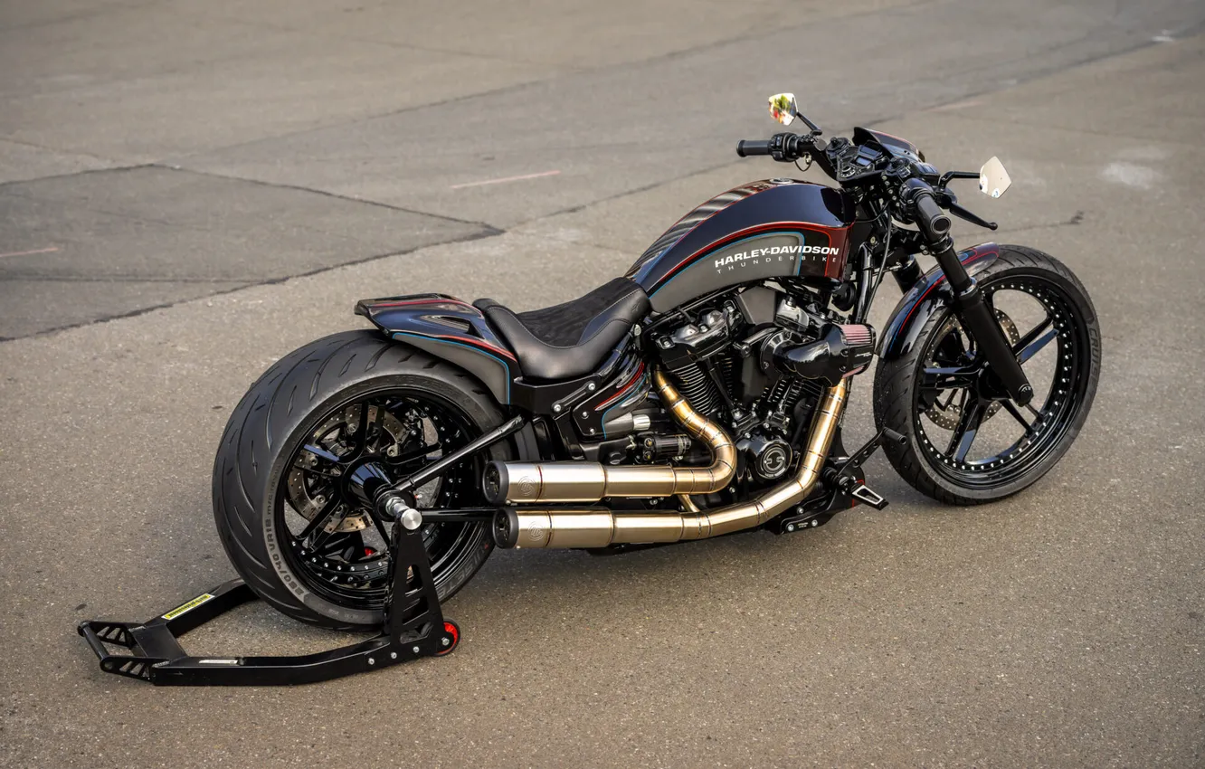 Фото обои Harley-Davidson, Tuning, Softail, Rear, Breakout, Customized, Thunderbike, Custombikes