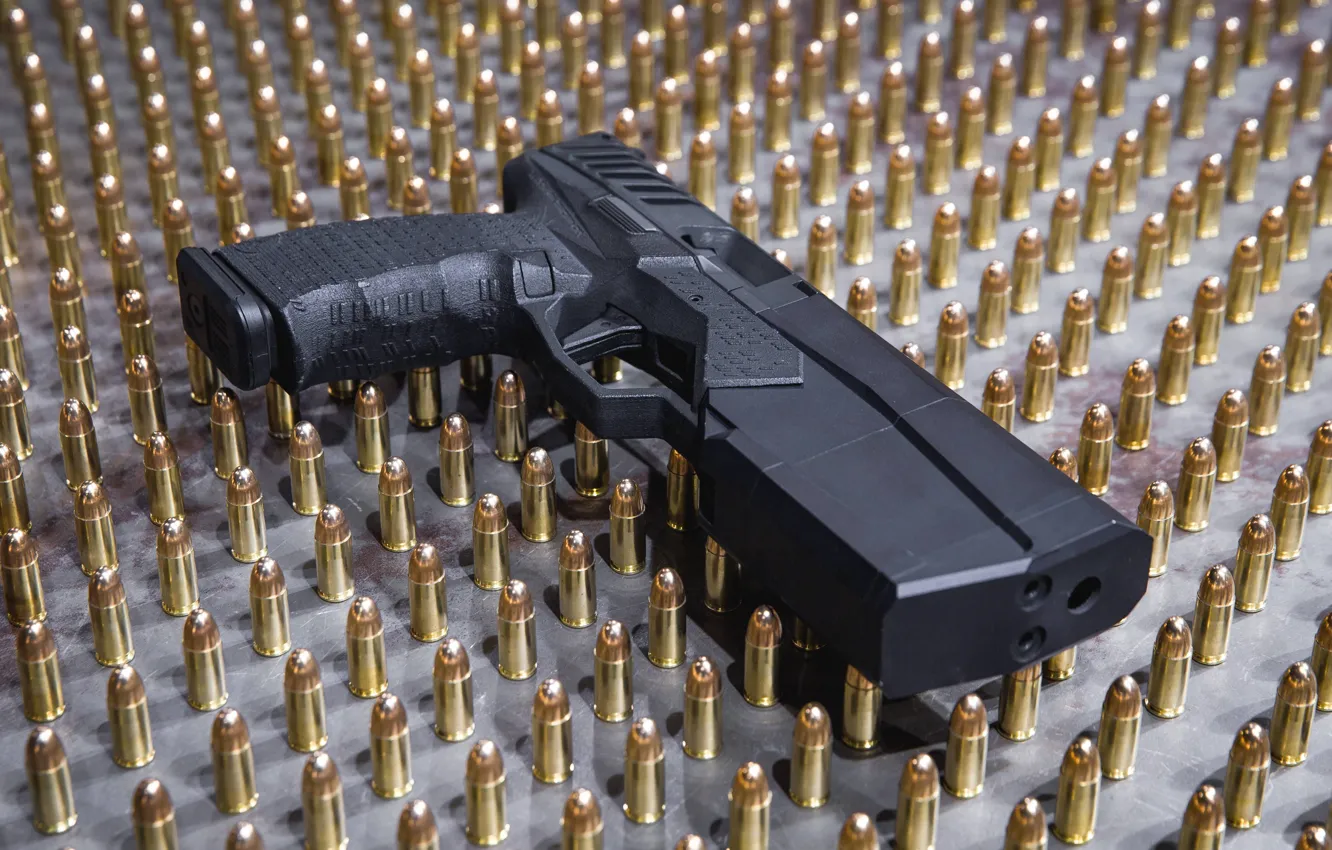 Фото обои пистолет, США, патроны, бесшумный, много патронов, Maxim 9, SilencerCo Maxim 9, интегрированный глушитель