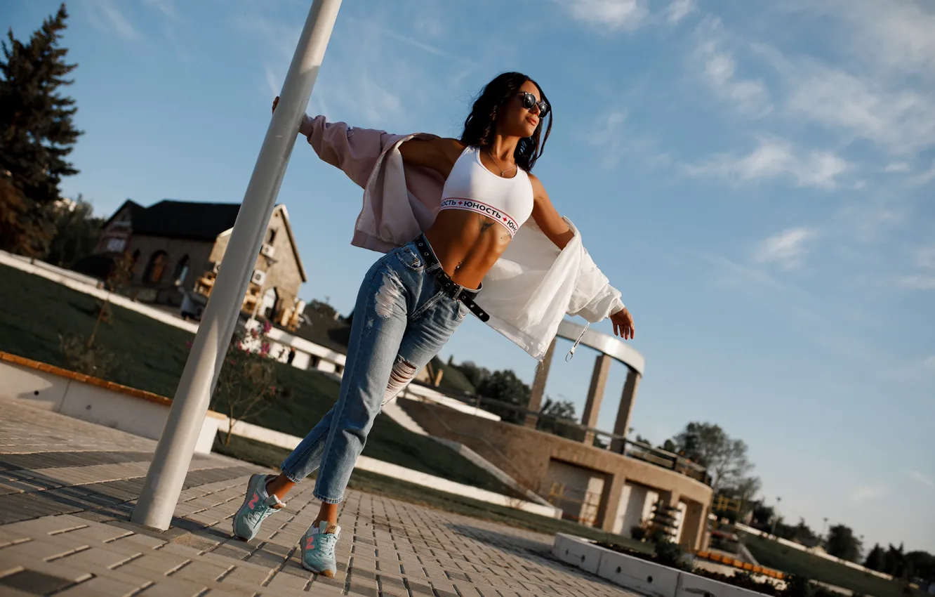 Фото обои model, pretty, jeans, pose, Сасин Александр