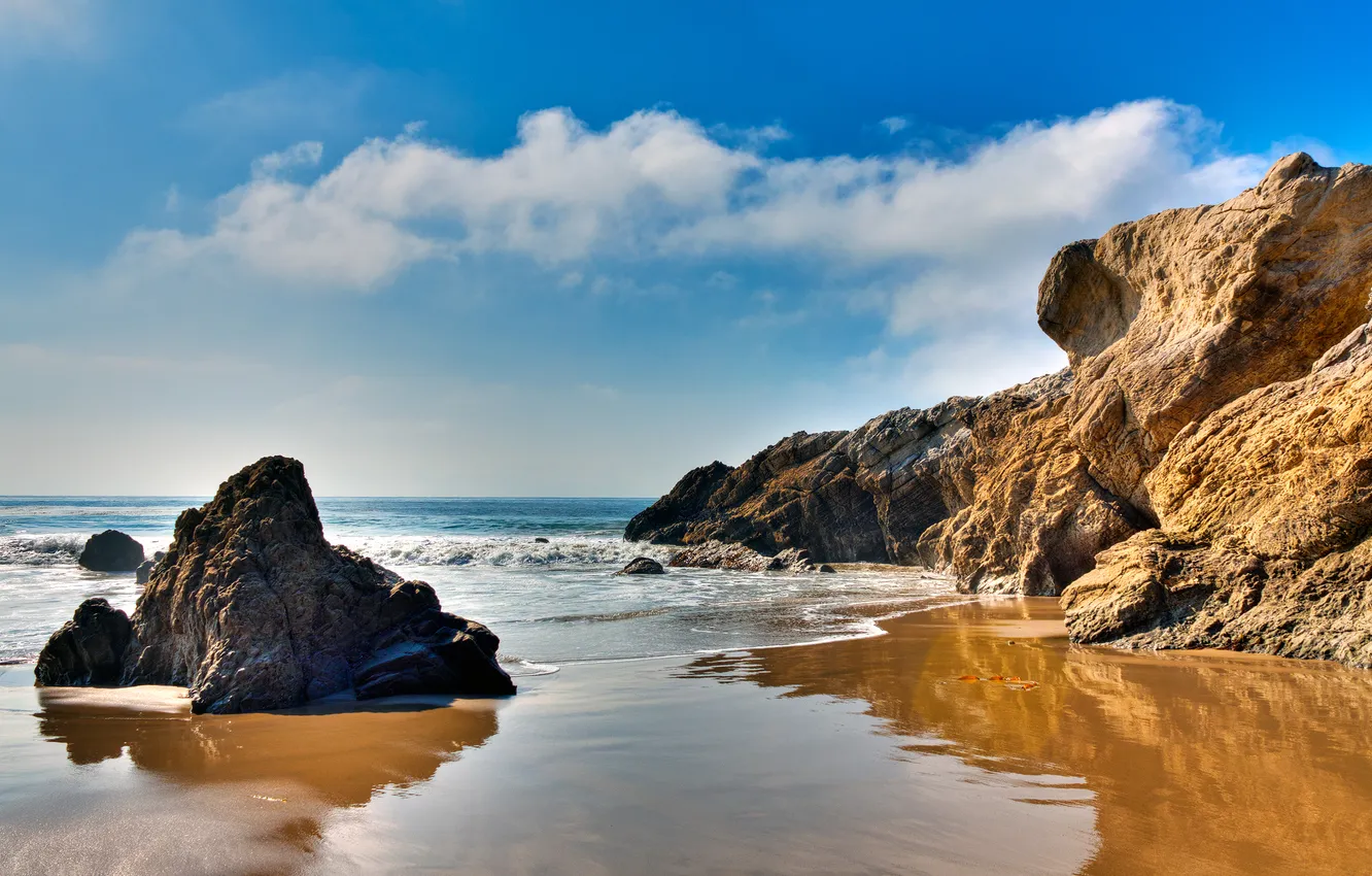 Фото обои море, скалы, California, Malibu