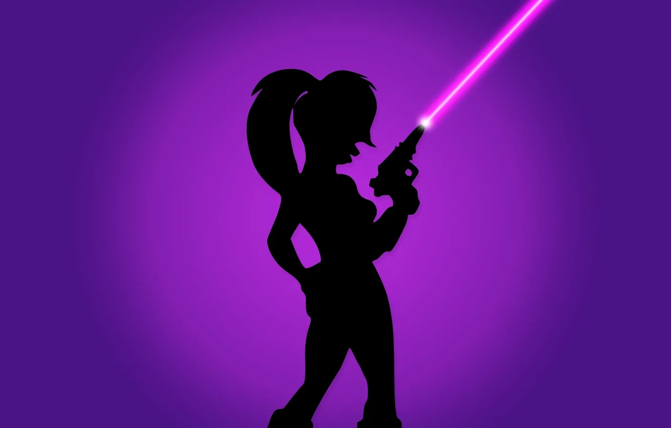 Фото обои pistol, futurama, silhouette, leela