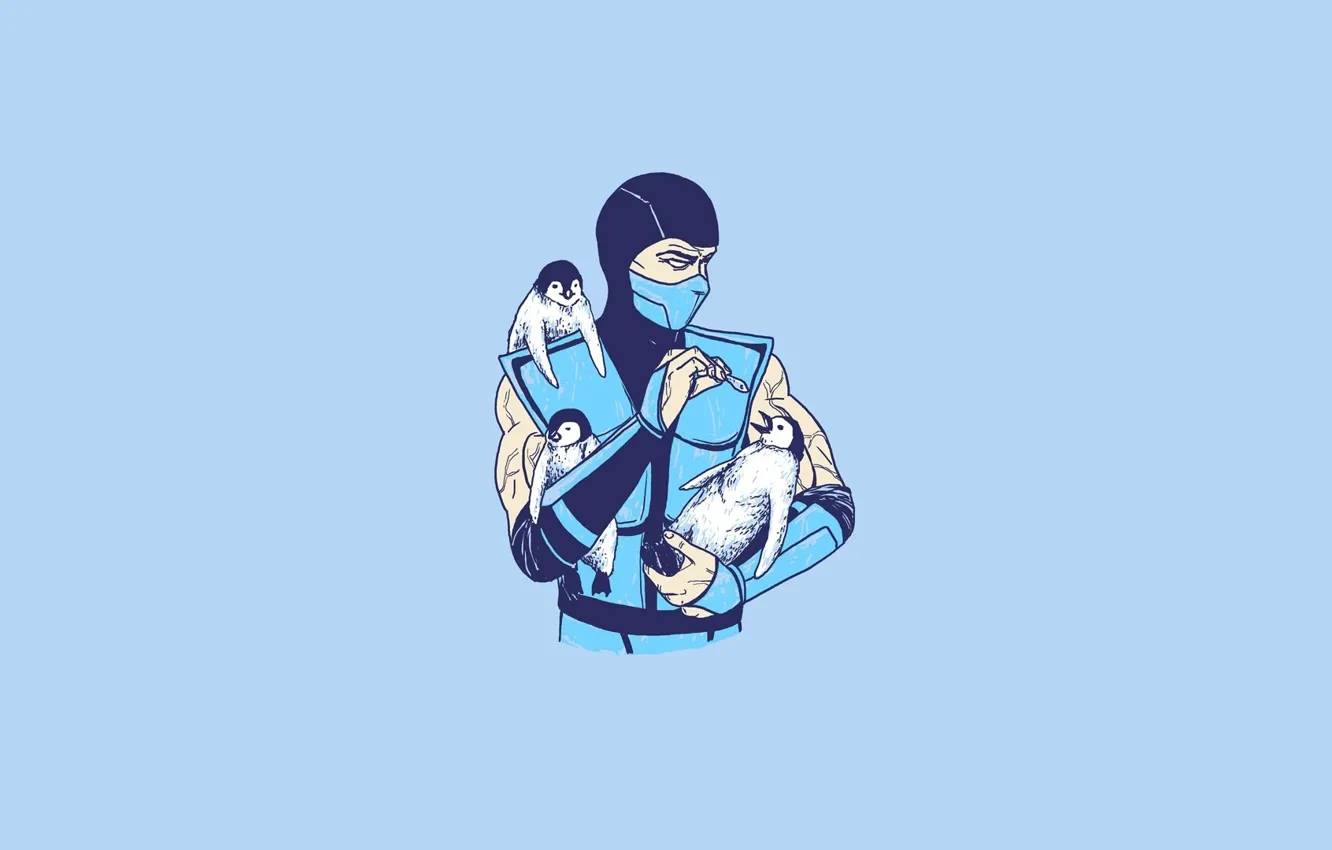 Фото обои Минимализм, Юмор, Пингвины, Арт, Art, Penguins, Sub-Zero, Саб-Зиро