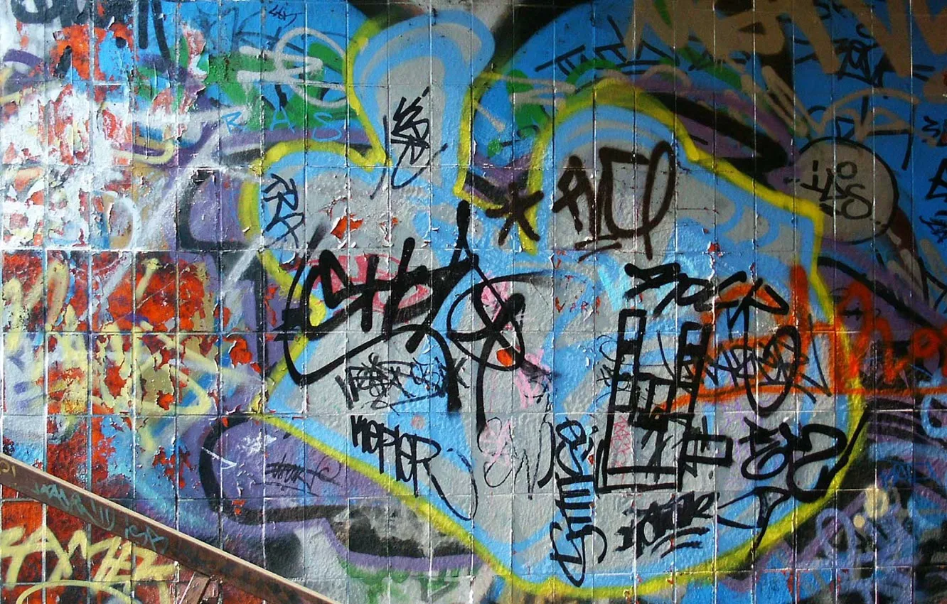 Фото обои фон, стены, краски, несуразица, граффити
