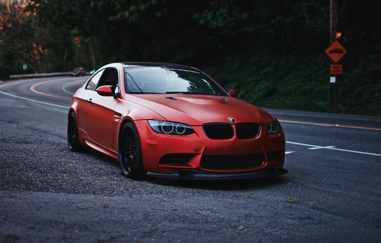 Фото обои Red, E92, Road, M3