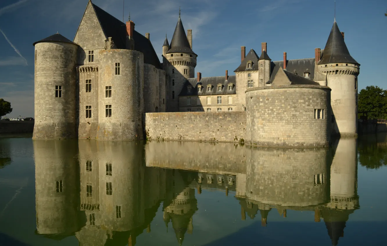 Фото обои Франция, Отражение, Озеро, Замок, France, Castle, Lake, Сюлли-сюр-Луар