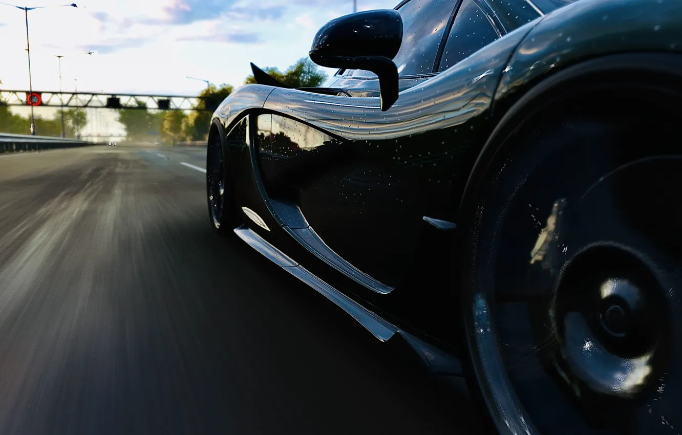 Фото обои McLaren, HDR, Clouds, Speed, Game, Highway, Reflection, McLaren P1