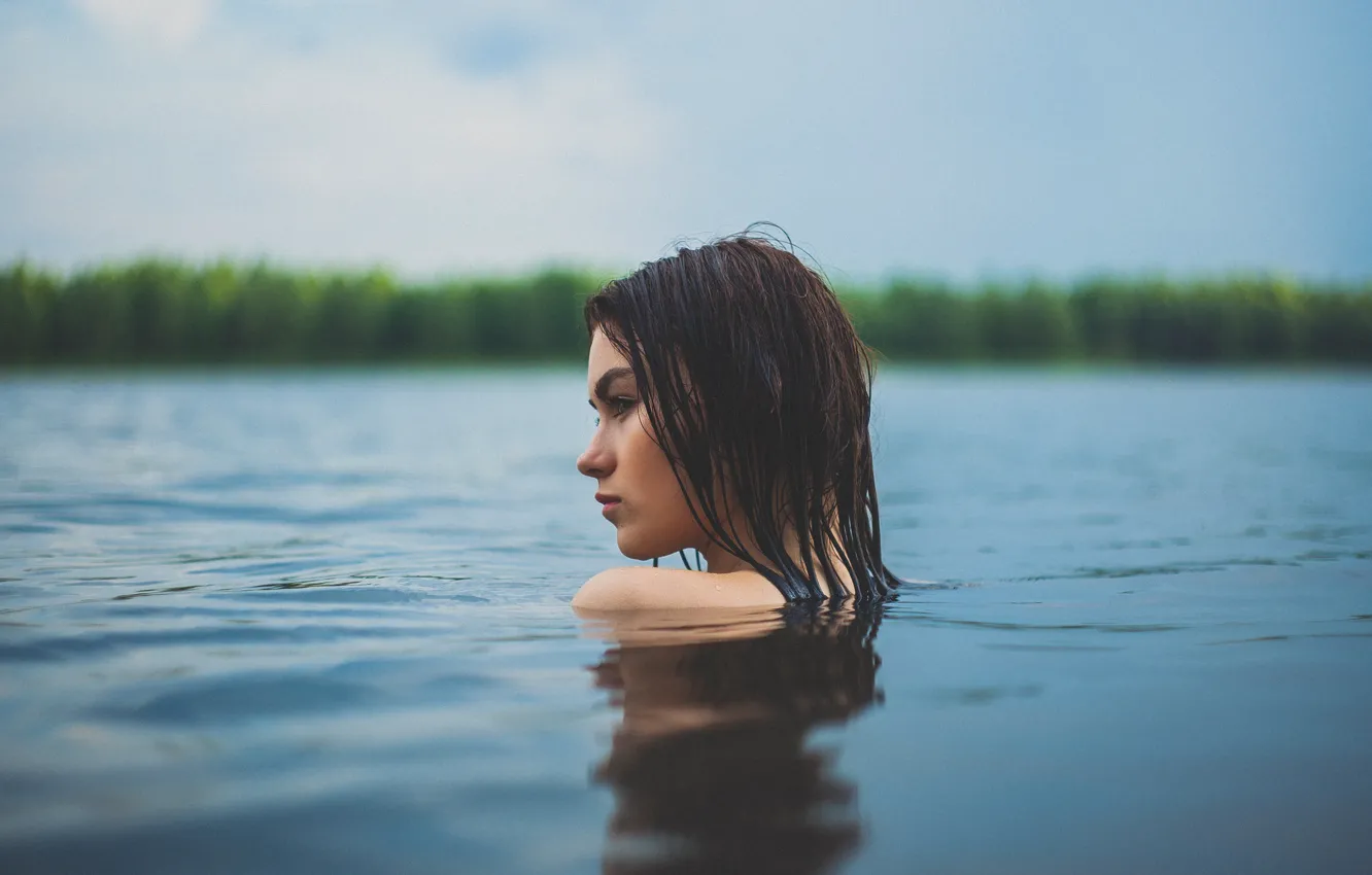 Фото обои вода, девушка, модель, волосы, мокрая, Иван Щеглов