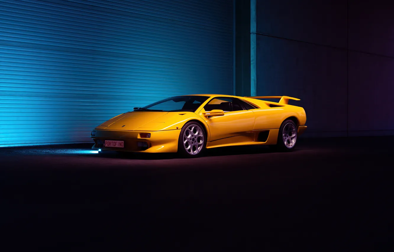 Фото обои Lamborghini, yellow, Diablo, Lamborghini Diablo VT 6.0