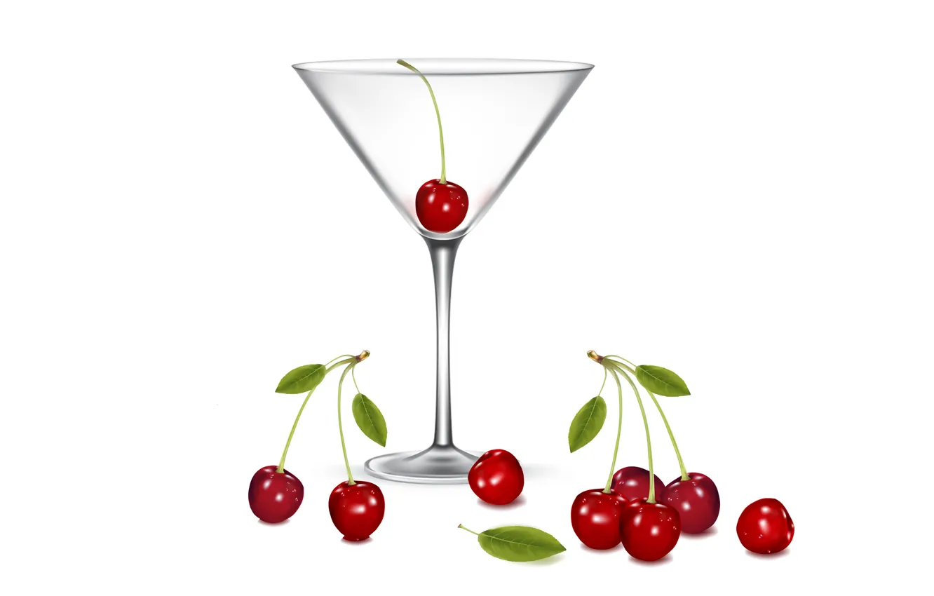 Фото обои drink, martini, cherries, cocktail cup