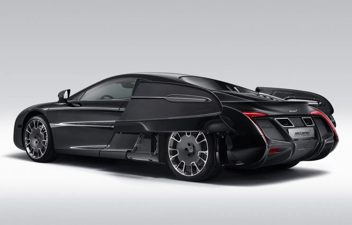 Фото обои Concept, фон, McLaren, крылья, концепт, суперкар, вид сзади, МакЛарен