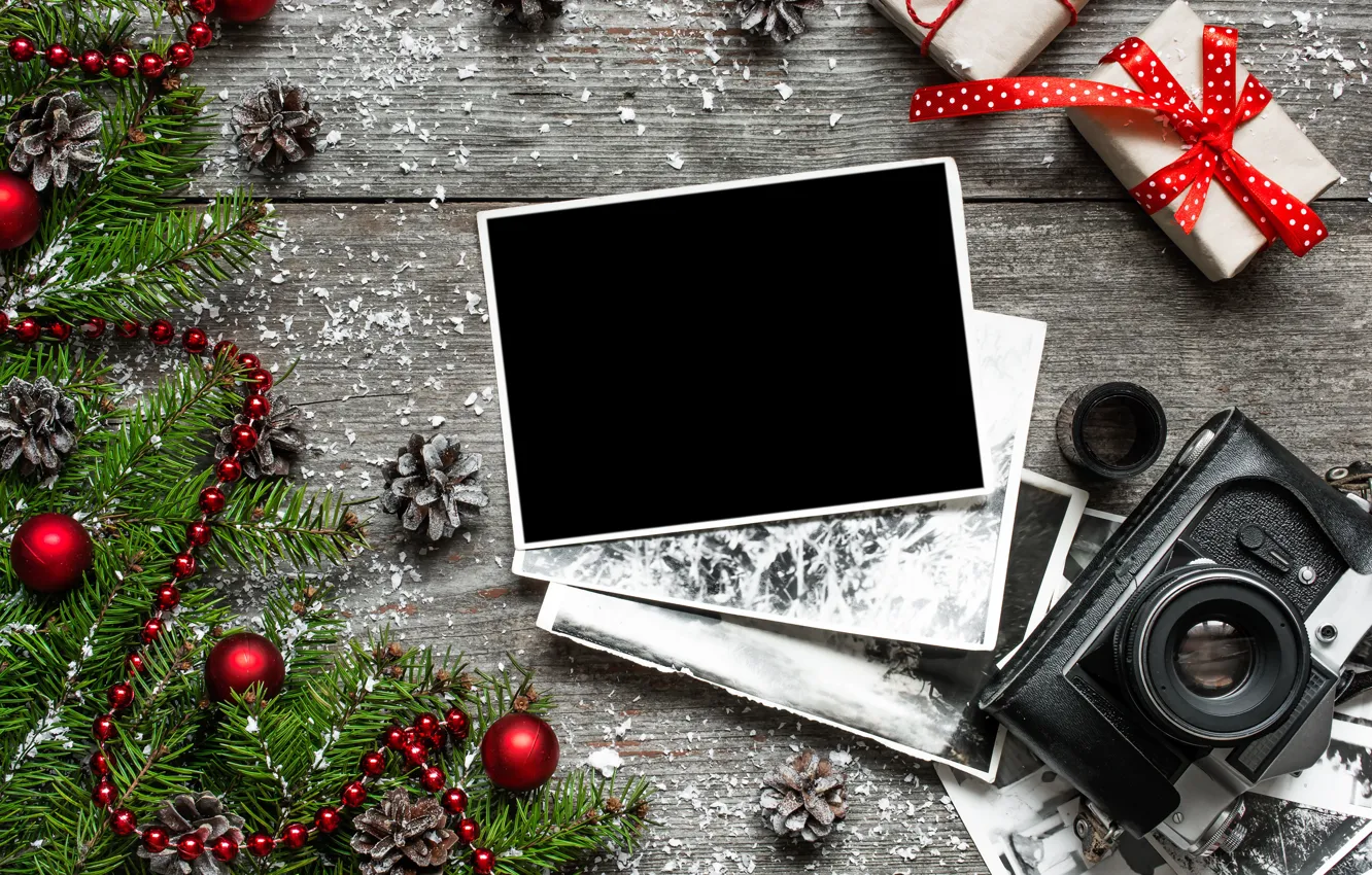 Фото обои фото, елка, камера, Новый Год, Рождество, подарки, Christmas, vintage
