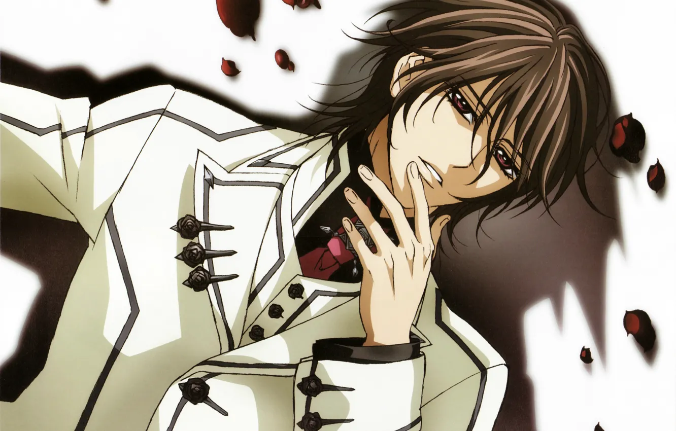 Фото обои тень, лепестки, вампир, форма, art, kuran kaname, vampire knight, matsuri hino