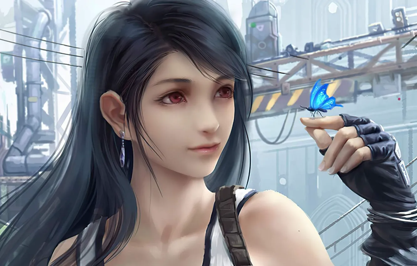 Фото обои Девушка, Бабочка, Woman, Final Fantasy VII, Tifa Lockhart, Final Fantasy VII Remake