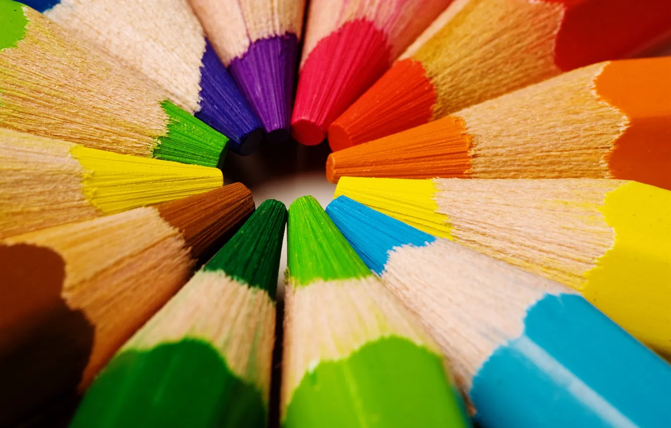 Фото обои цвет, карандаши, по кругу