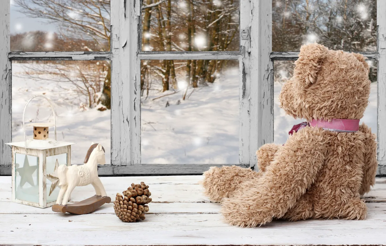 Фото обои зима, снег, природа, игрушки, новый год, рождество