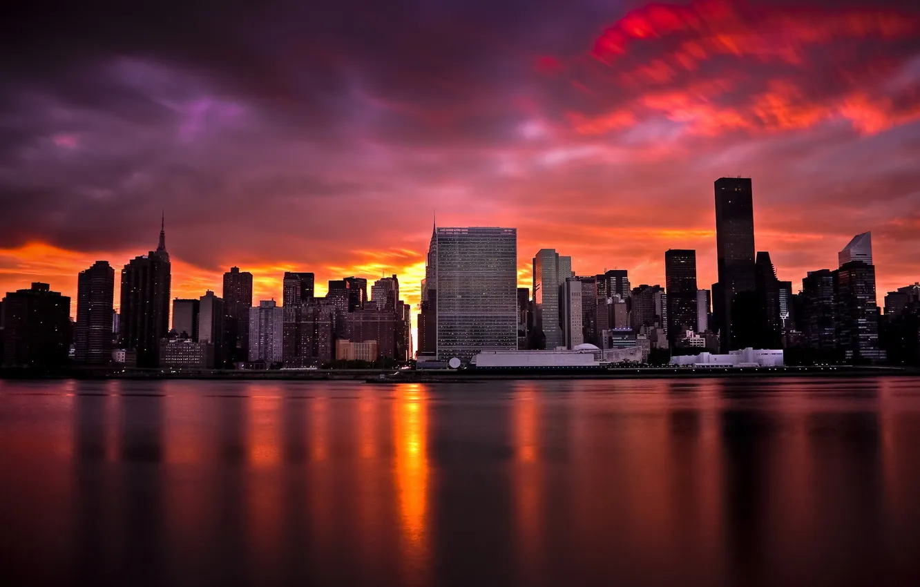 Фото обои Sunset, Manhattan, New York City