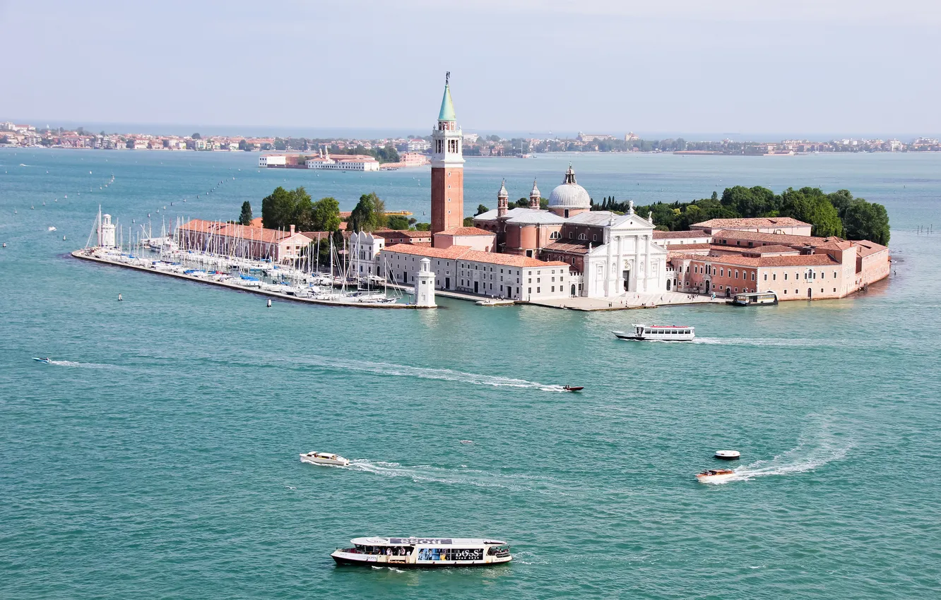 Фото обои Италия, Венеция, Italy, Venice, San Giorgio Maggiore, Venetian Lagoon, Венецианская лагуна, Собор Сан-Джорджо Маджоре