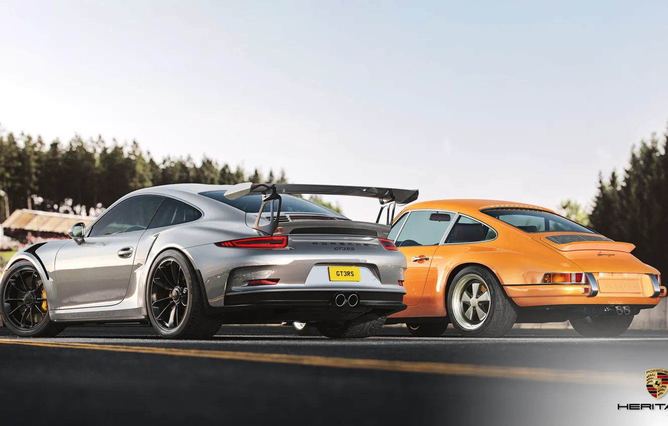 Фото обои Авто, Porsche, Машина, Машины, Рендеринг, Спорткар, Heritage, Porsche 911 GT3 RS