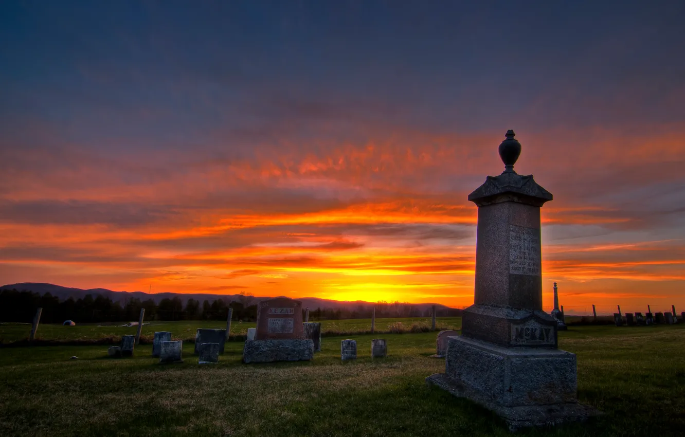Фото обои закат, кладбище, Lakeview