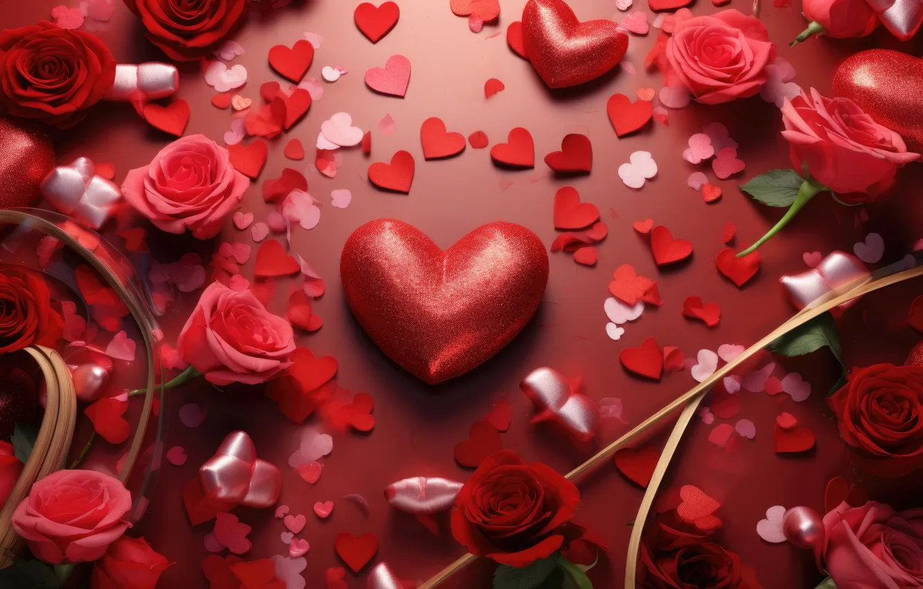 Фото обои любовь, цветы, подарок, романтика, сердце, розы, love, happy