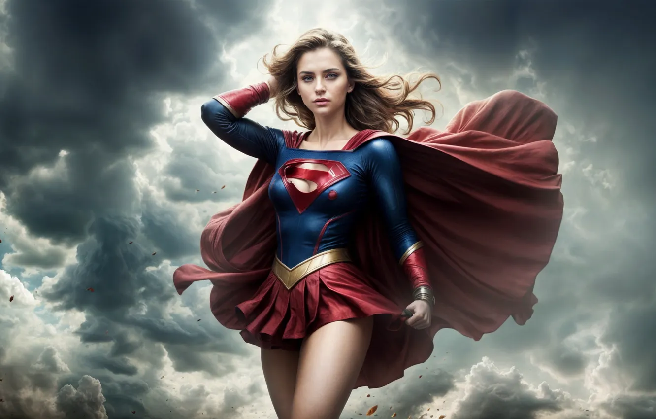 Фото обои девушка, DC Comics, Supergirl, изображение сгенерировано ИИ