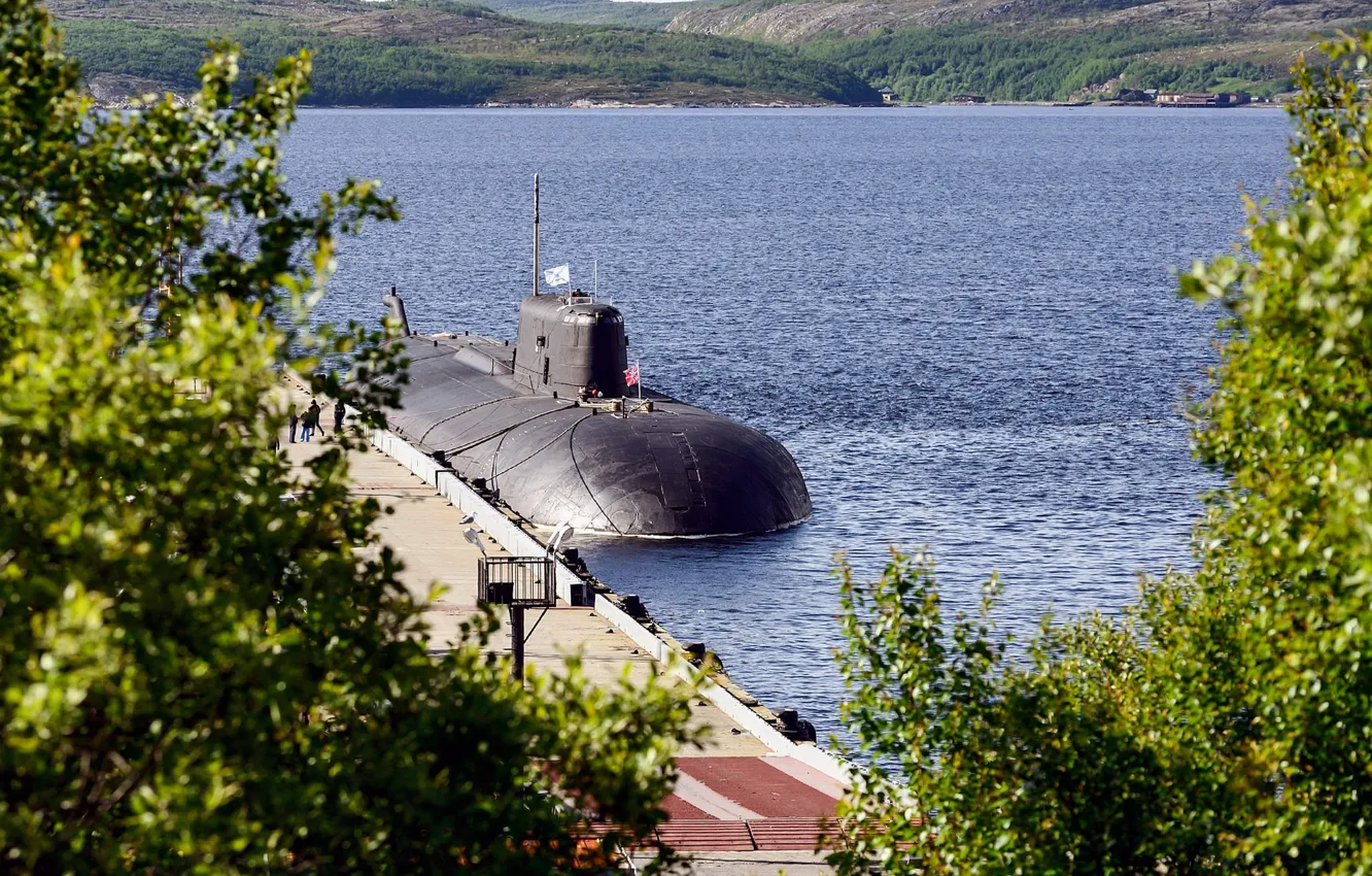 Фото обои причал, подводная лодка, проекта 945