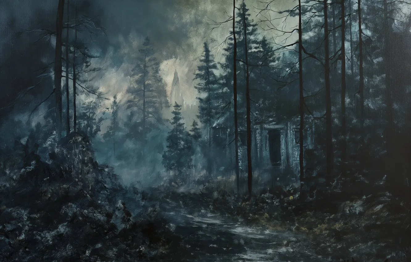Фото обои forest, darkness, creepy, drawing