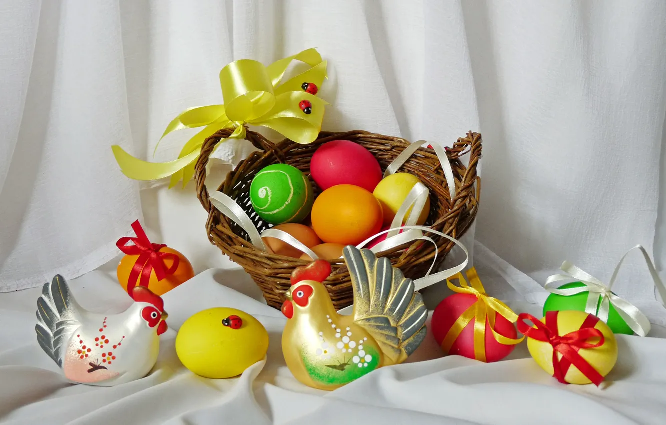 Фото обои яйца, весна, пасха, натюрморт, корзинка