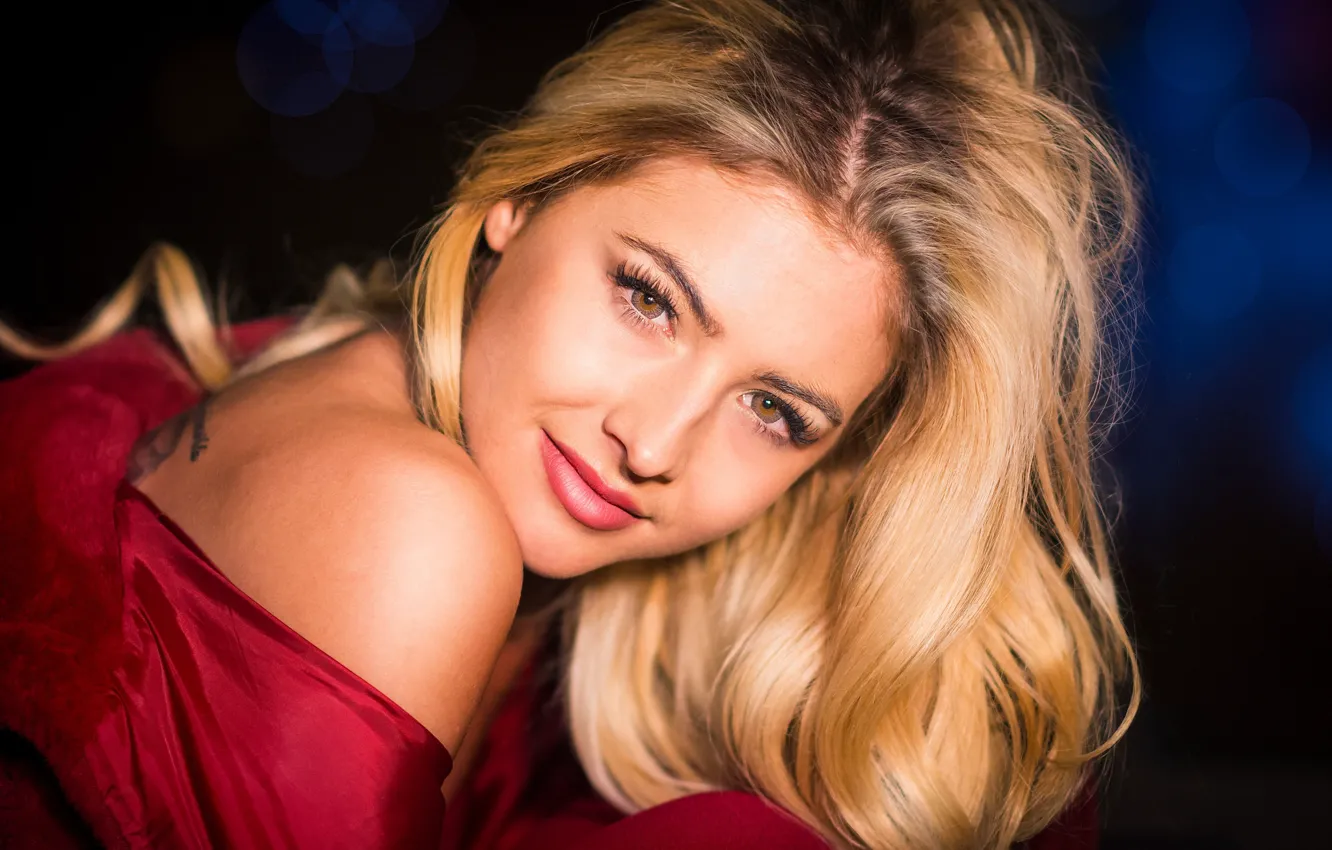 Фото обои взгляд, лицо, портрет, блондинка