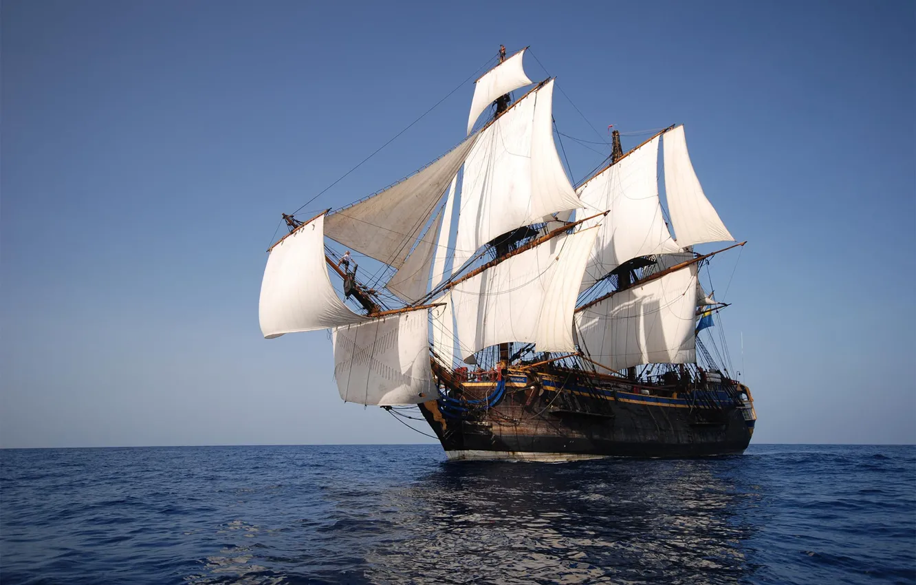 Фото обои большое, деревянное, парусное судно, sailing ship, largest wooden, coming to Dover