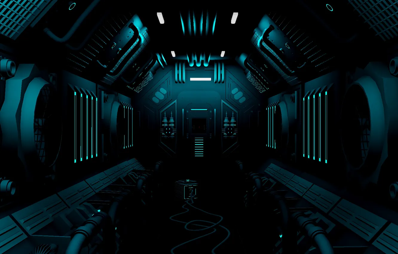 Фото обои станция, коридор, sci-fi, оборудование