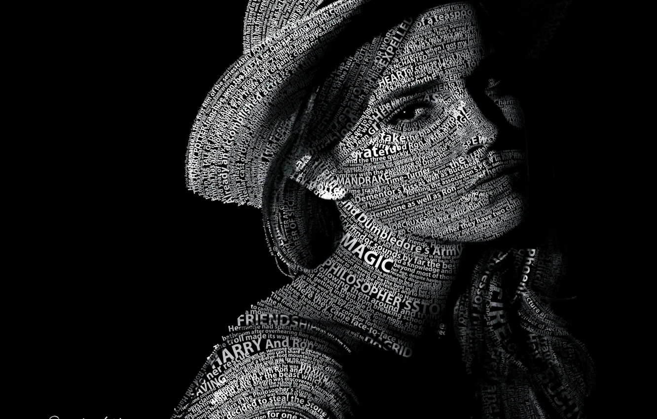 Фото обои текст, Эмма Уотсон, Emma Watson, Typography, Portrait, Text