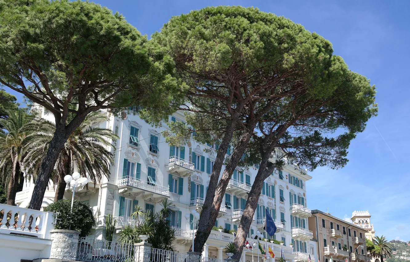 Фото обои деревья, дома, Италия, отель, Санта-Маргерита-Лигуре