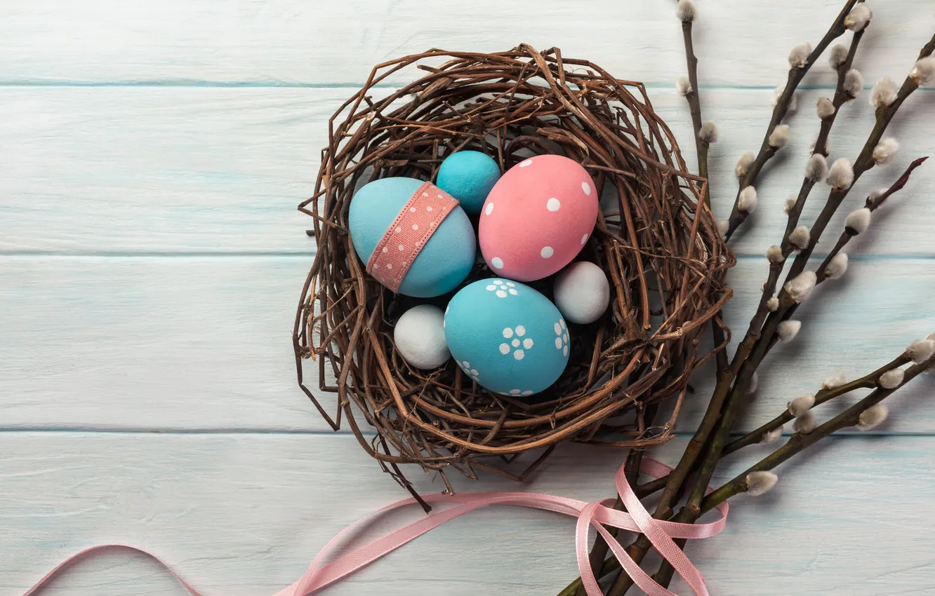 Фото обои яйца, весна, colorful, Пасха, happy, верба, spring, Easter