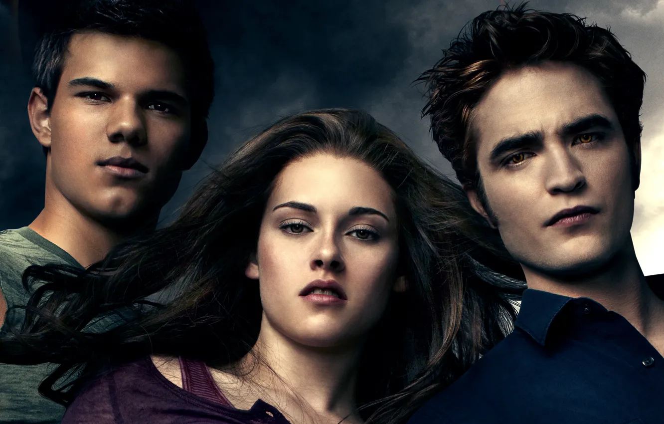 Фото обои Girl, Moon, Fantasy, Clouds, 2010, Kristen Stewart, Robert Pattinson, Eclipse