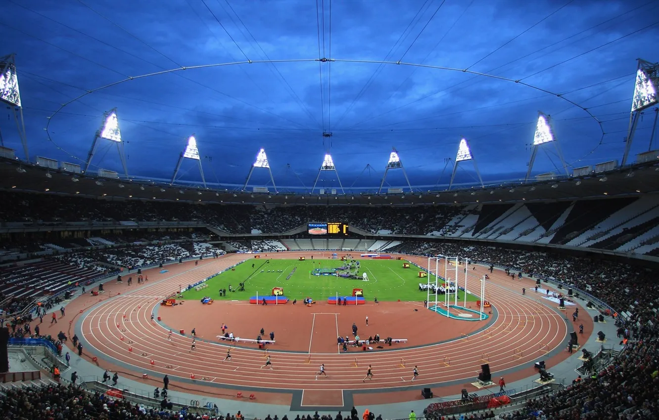 Фото обои лондон, стадион, зрители, легкая атлетика, олимпиада 2012
