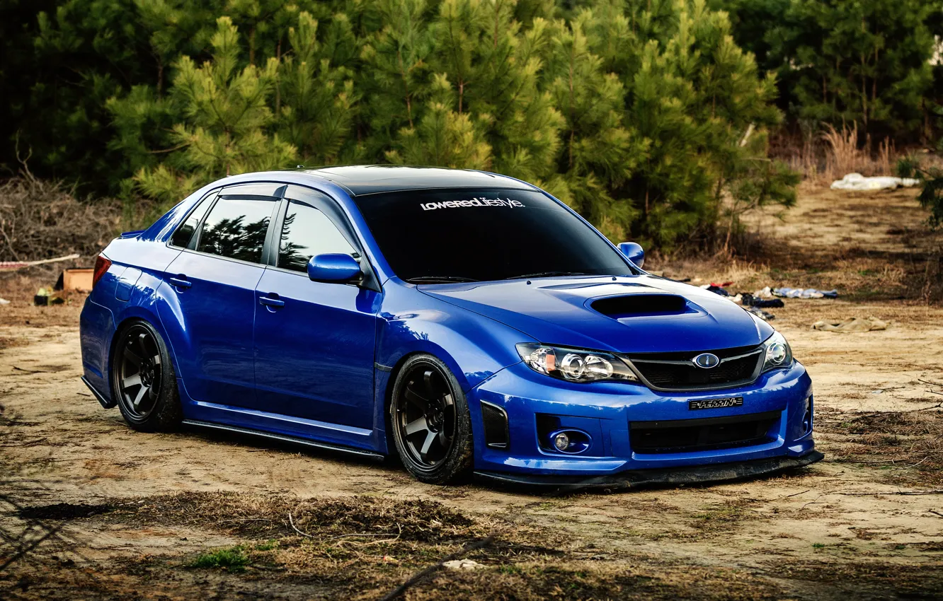 Фото обои Subaru, Impreza, WRX, синяя, blue, Субару, Импреза, STi