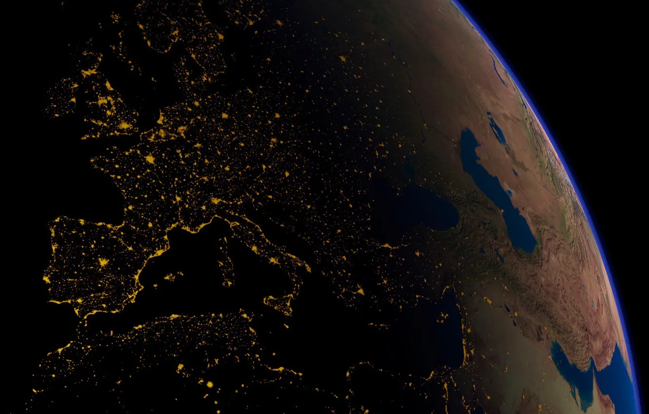 Фото обои планета, орбита, Европа, Электричество
