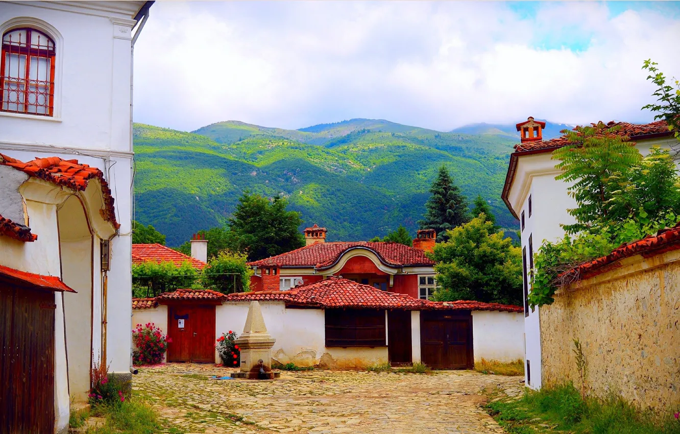 Фото обои Природа, Дома, Горы, Деревня, Nature, Mountains, Village