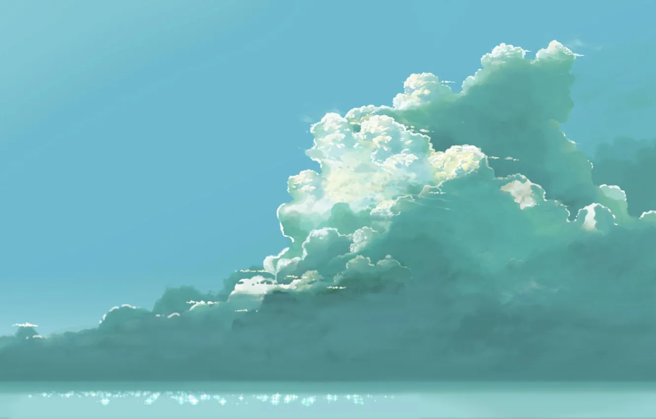 Фото обои море, небо, облака, арт, hatsuame syoka