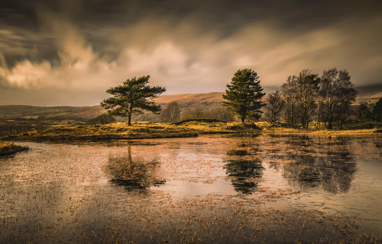 Фото обои England, Cumbria, Kelly Hall Tarn